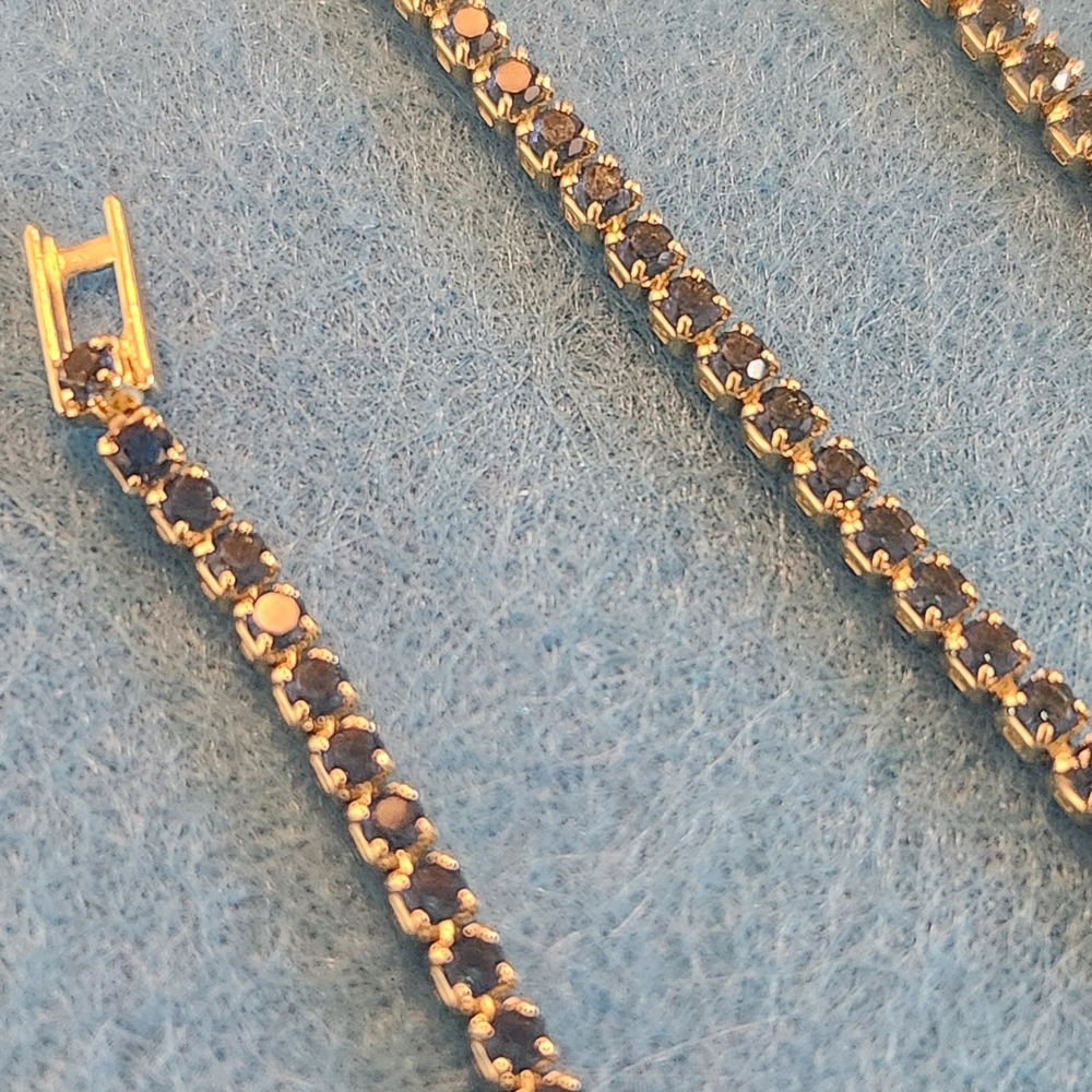 Gold Plated Blue CZ Necklace - Picture 3 of 5